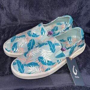 OluKai Lae'Ahi Pa'i Mens Size 10.5 Shoes Swell/Aloha Blue Floral Slip On Sneaker